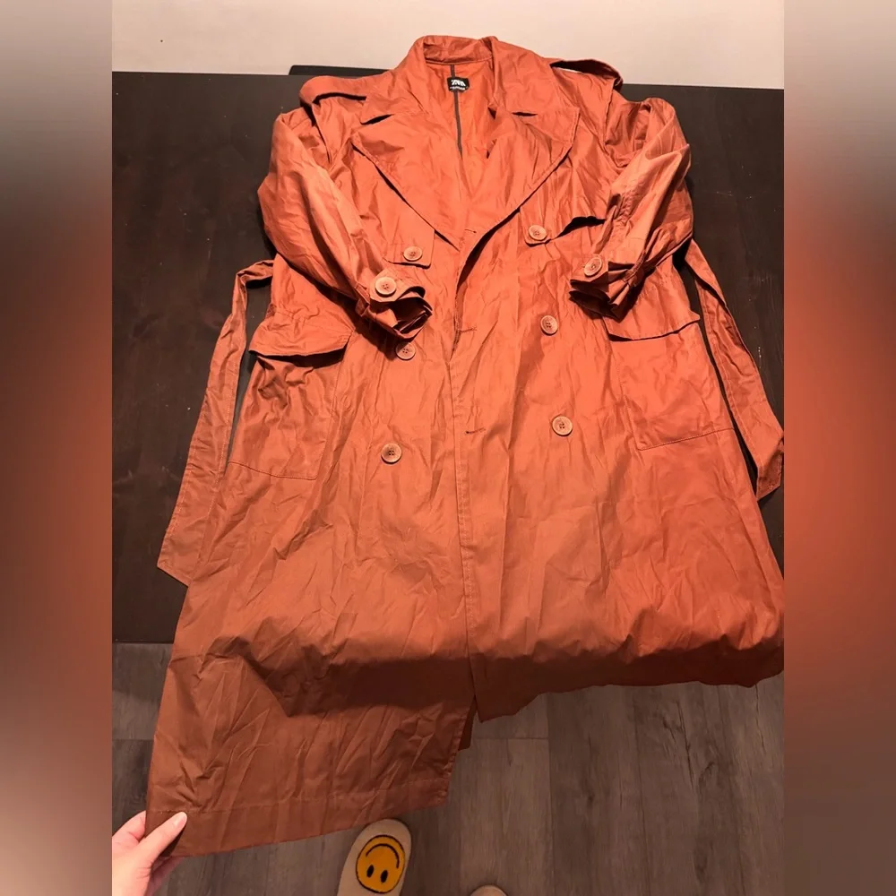 Zara Waterproof Brown Oversized Trench Coat - Picture 5 of 11